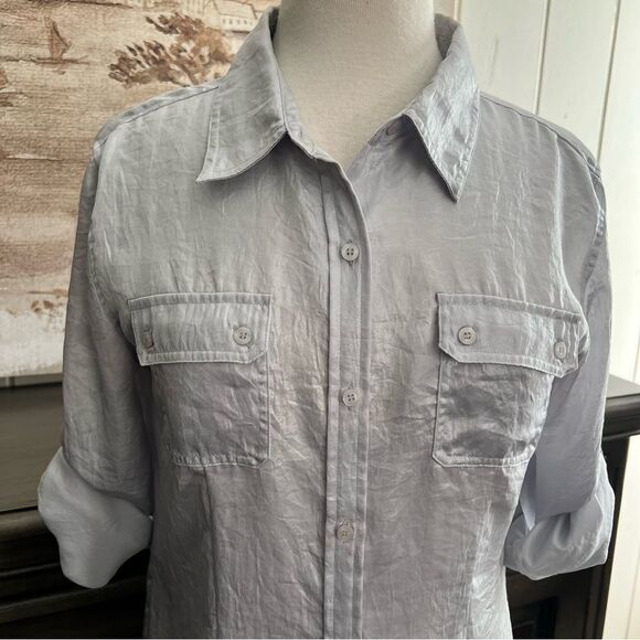 Calvin Klein Gray Shimmering Button-down Shirt size Medium - Picture 2 of 8